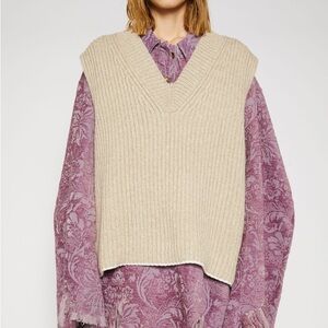 Acne Studios Ribbed Knit Beige Wool and Silk Vest Size XS